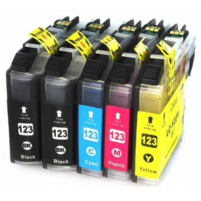 Brother LC 121/123 XL Kompatibel Patronpakke 5 stk. (2xSort / 1xC / 1xM / 1xY) Brother DCP-J 132 | InkNu