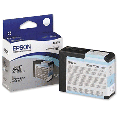 Epson T5805 Light Cyan Original Blækpatron Epson Stylus Pro 3800 | InkNu