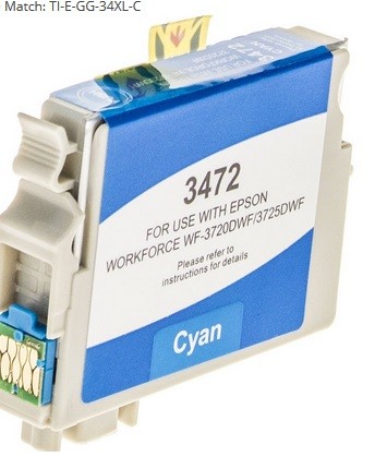 Epson 34XL Cyan Kompatibel Blækpatron Epson Workforce Pro 3720 | InkNu