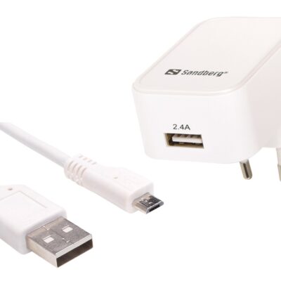 Sandberg AC Charger EU Micro USB 2.4A, White Opladere | InkNu