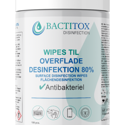 Bactitox Wipes til overfladedesinfektion 80% (100 stk/boks) Covid-19 | InkNu